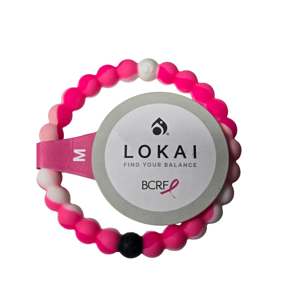 Lokai Womens BCRF Breast Cancer Awareness Bracelet Pink White Marbled Size M